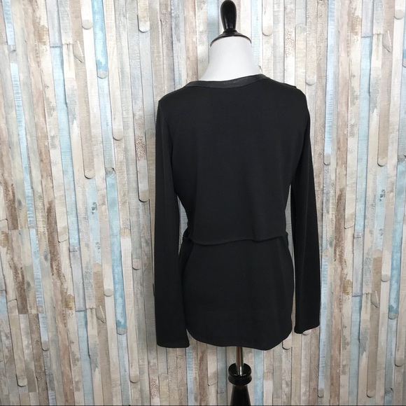 Donna Mizani XS Knit Leather Trim Sweater Top - Picture 5 of 8